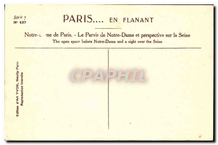 CPA Paris Notre Dame de Paris Le Parvis de Notre Dame et perspective sur la Seine  — Verso