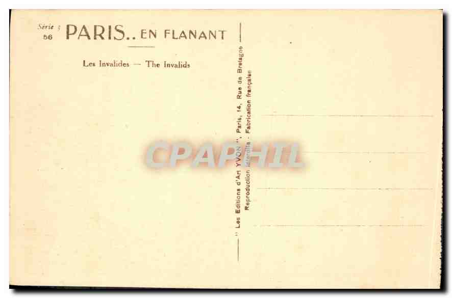 CPA Paris Les Invalides  — Rückseite