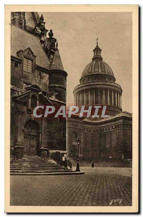 CPA Paris Entree laterale de l'Eglise St Etienne du Mont et Dome du Pantheon 