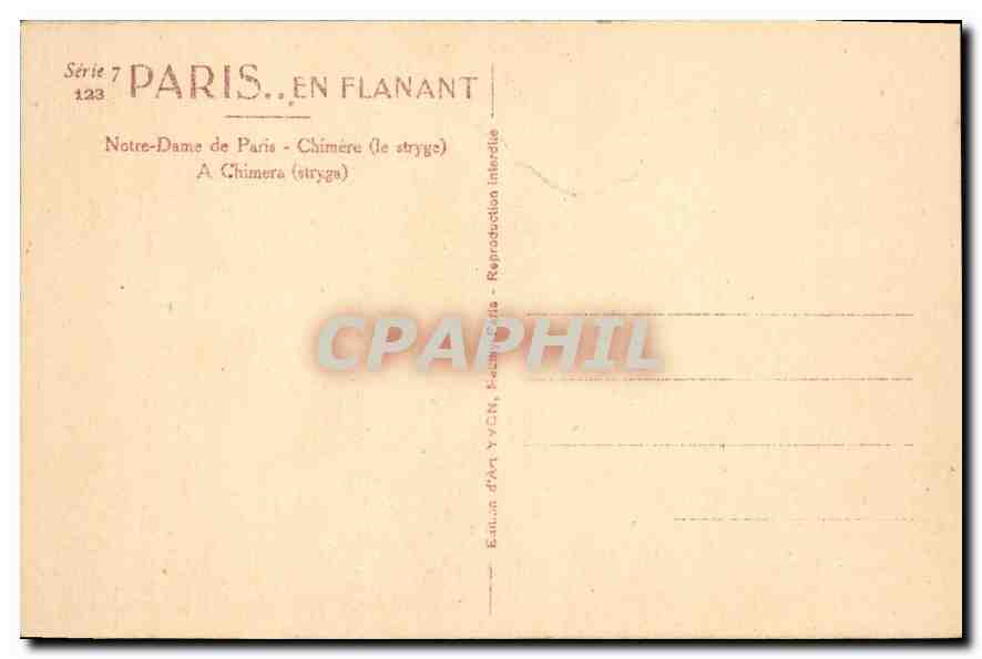 CPA Paris Notre Dame de Paris Chimere le stryge  — Verso