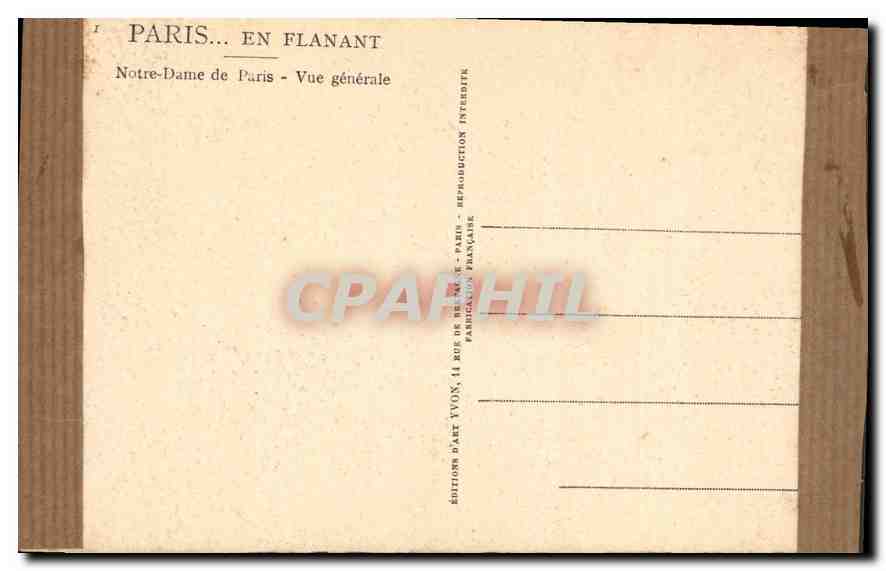 CPA Paris Notre Dame de Paris Vue generale  — Verso