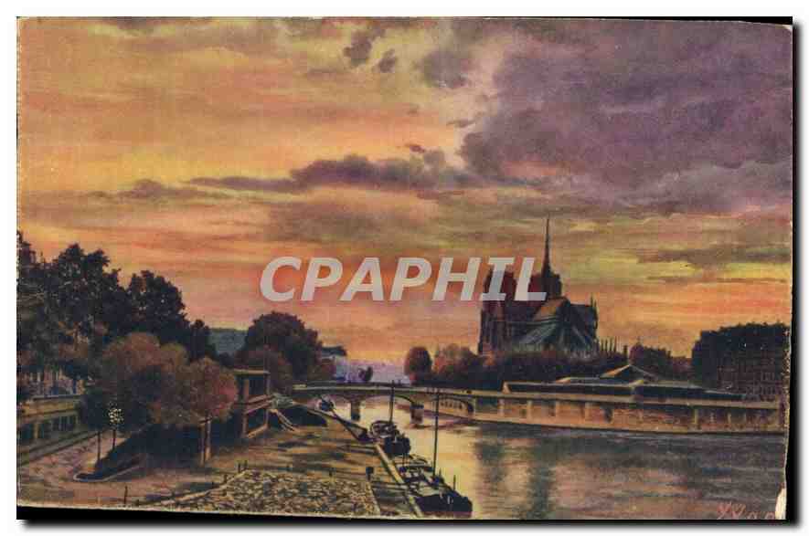 CPA Paris Crepuscule sur Notre Dame 