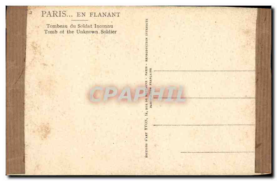 CPA Paris Tombeau du Soldat Inconnu  — Rückseite