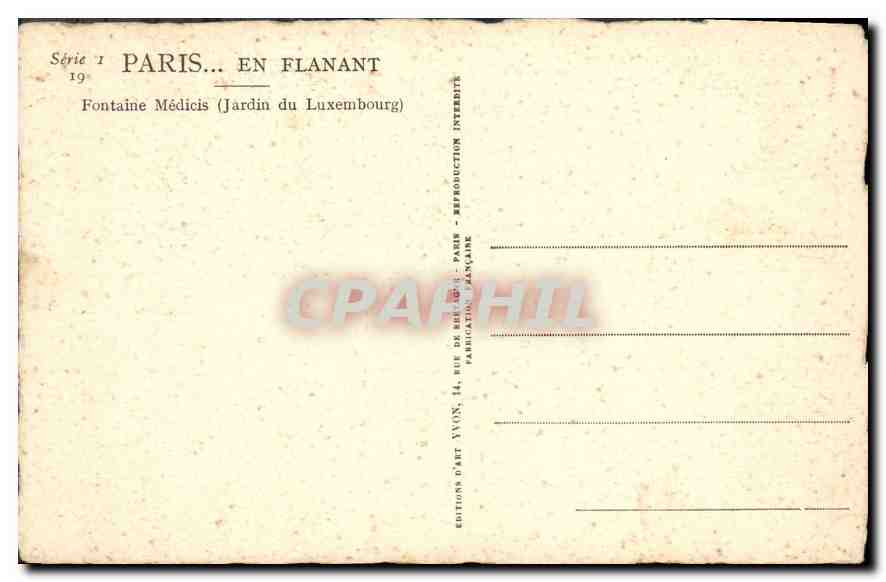 CPA Paris Fontaine Medicis Jardin du Luxembourg  — Rückseite