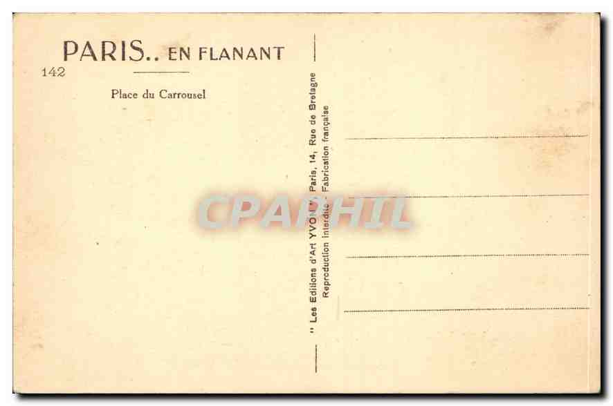 CPA Paris Place du Carrousel  — Rückseite