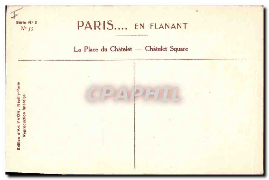 CPA Paris La Place du Chatelet  — Rückseite