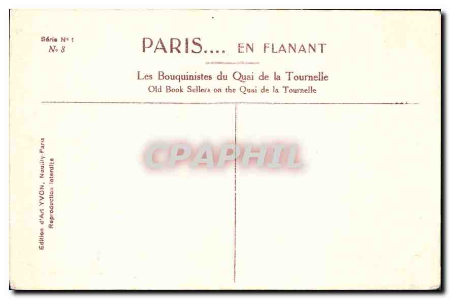 CPA Paris Les Bouquinistes du Quai de la Tournelle  — Rückseite