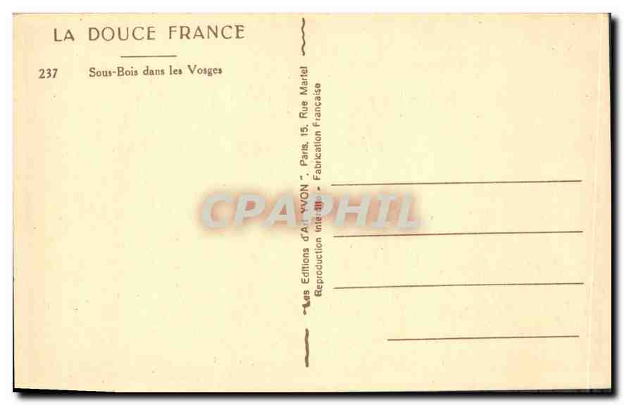 CPA La Douce France Sous Bois dans les Vosges  — Verso