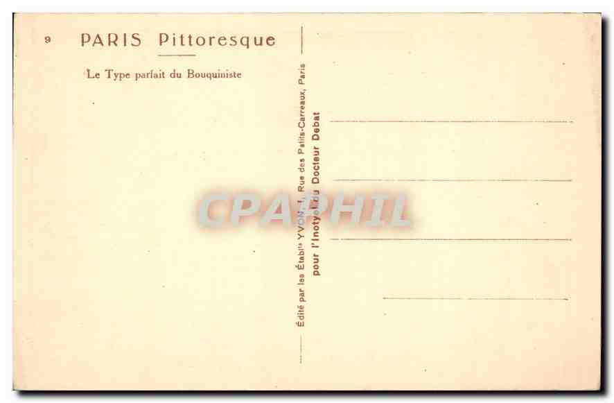 CPA Paris Le Type parfair du Bouquiniste  — Rückseite