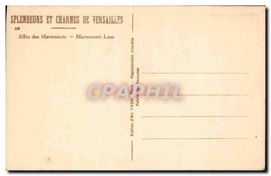 CPA Versailles Allee des Marmousets  — Verso