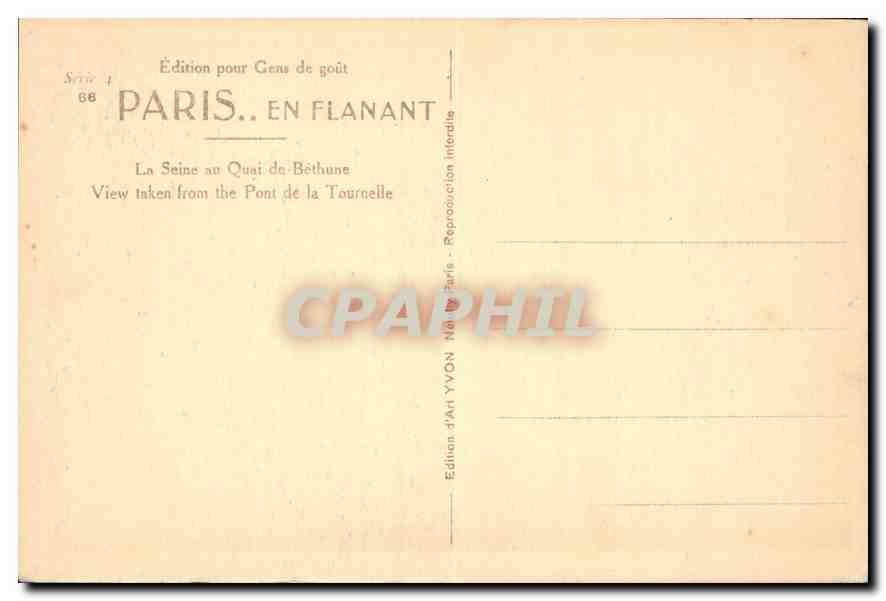 CPA Paris La Seine au Quai de Bethune  — Rückseite