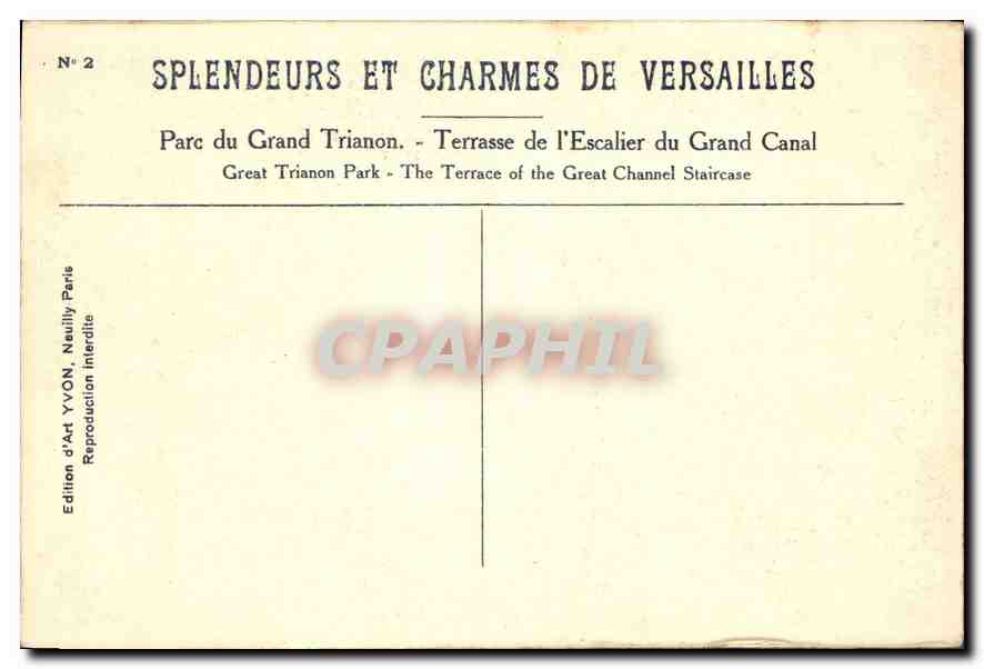 CPA Versailles Parc du Grand Trianon Terrasse de l'Escalier du Grand Canal  — Rückseite