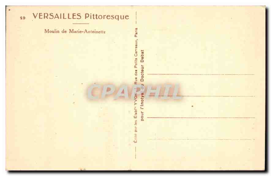 CPA Versailles Pittoresque Moulin de Marie Antoinette  — Verso