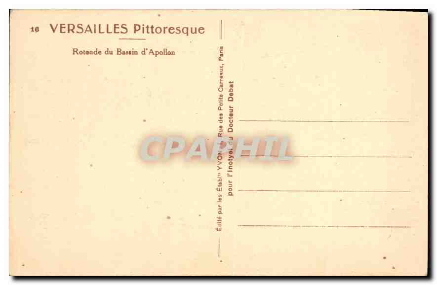 CPA Versailles Pittoresque Rotonde du Bassin d'Apollon  — Verso