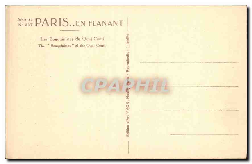 CPA Paris Les Bouquinistes du Quai Conti  — Rückseite