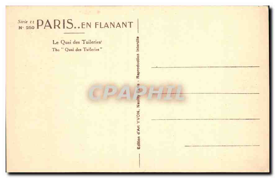 CPA Paris Le Quai des Tuileries  — Rückseite