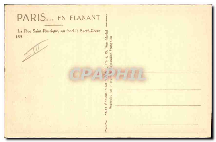 Rue des Saules — Paris — Éditions d'Art Yvon — Verso