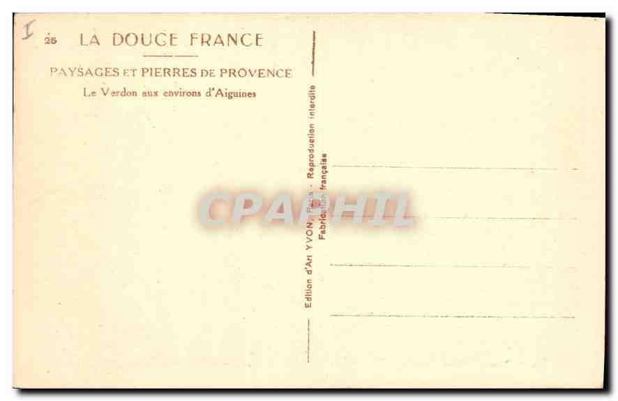 CPA Paysages et Pierres de Provence Le Verdom aux environs d'Aiguines  — Verso