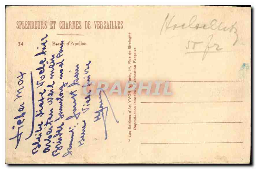 CPA Splendeurs et Charmes de Versailles Bassin d'Apollon  — Verso