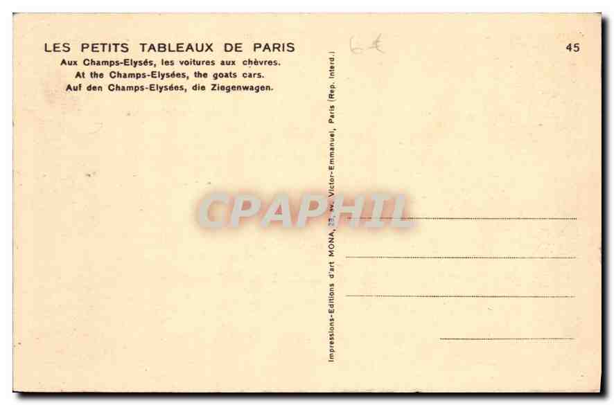Champs-Élysées — voitures aux chèvres — Mona — Rückseite
