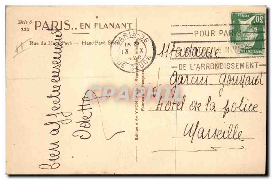 CPA Paris Rue du Haut Pave Chevres — Rückseite
