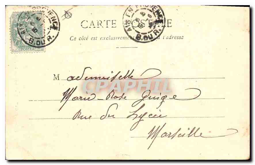 CPA Aix en Provence Monument Sec Cours de l'Hopital  — Verso