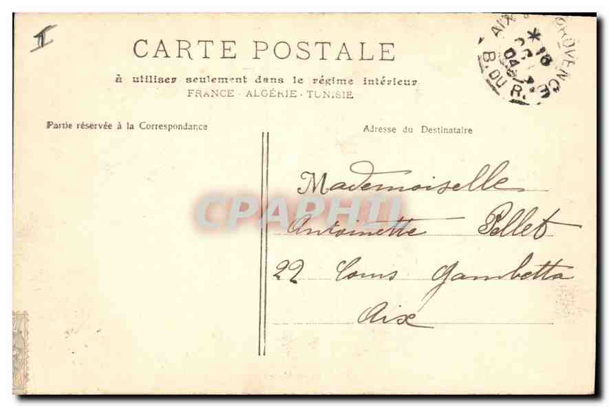 Aix-en-Provence — Musée d'Histoire Naturelle — Boulevards du Roi Renée — Sammlung Jaussaud, n°127 — Rückseite