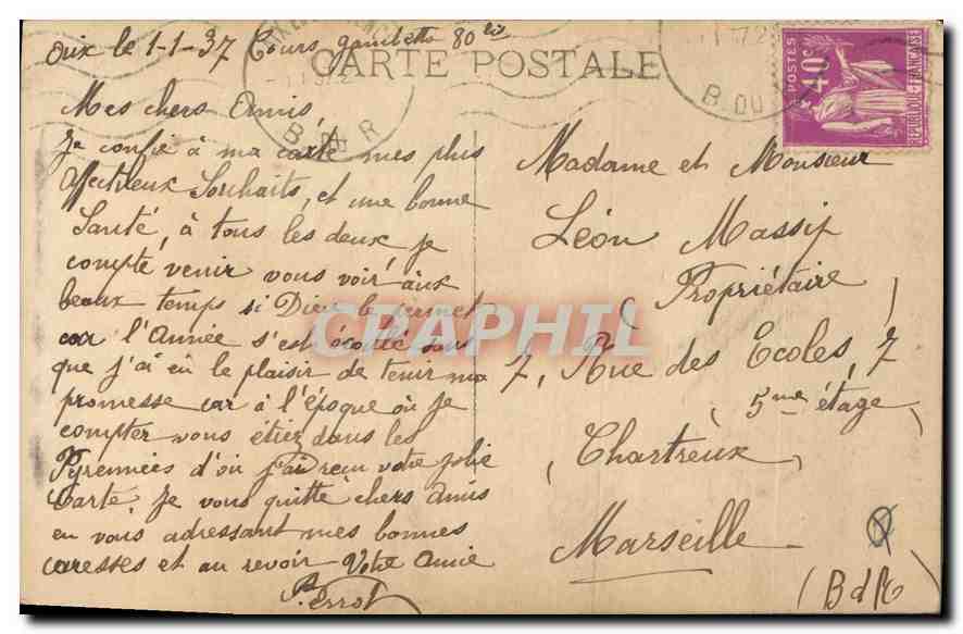 AIX-EN-PROVENCE — Mausolée de Joseph SEC — éditeur A. & P. série 1012 — Verso