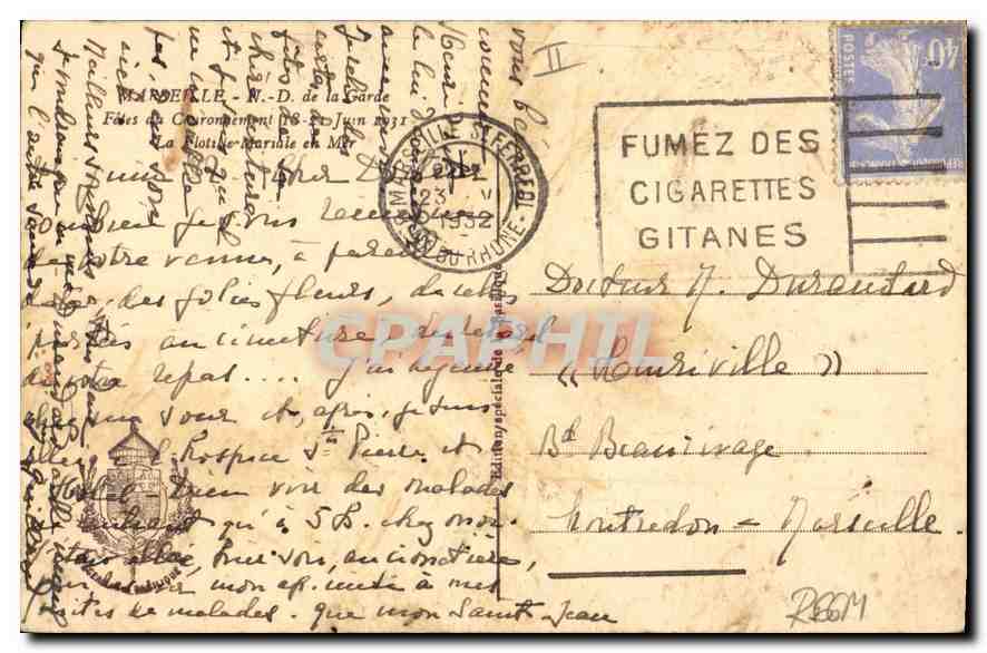 CPA Marseille ND de la Garde  — Rückseite