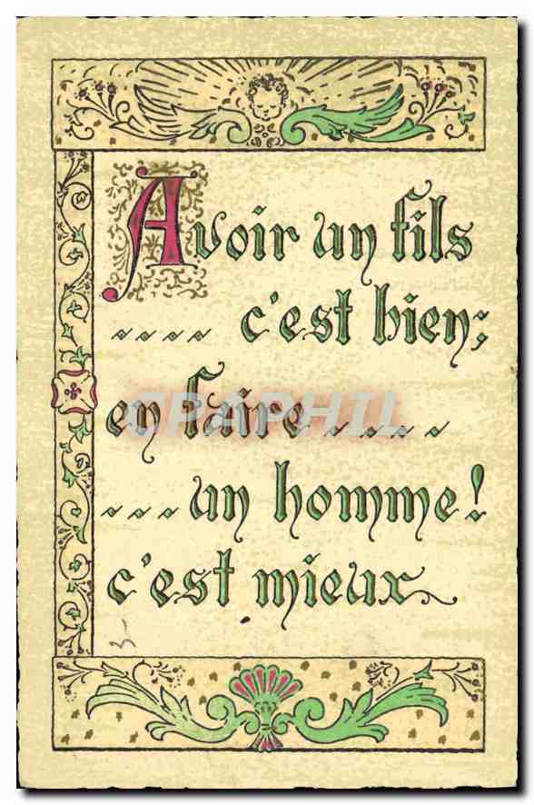 CPA Avoir un fils c'est bien en faire un homme c'est mieur 