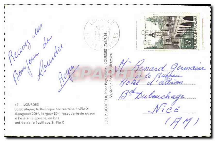 CPA Lourdes La Basilique  — Verso