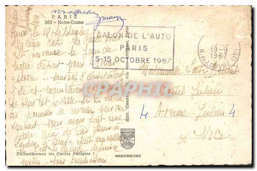 CPA Paris Notre Dame  — Verso