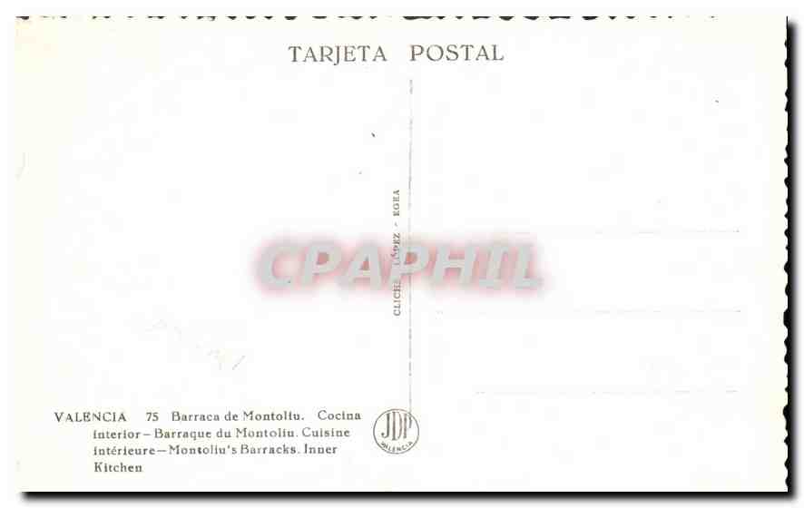 CPA Valencia Baracca de Montoliu Cocina  — Rückseite