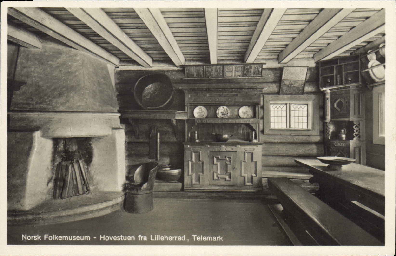 CPA Norsk Folkemuseum Hovestuen fra Lilleherred Telemark 