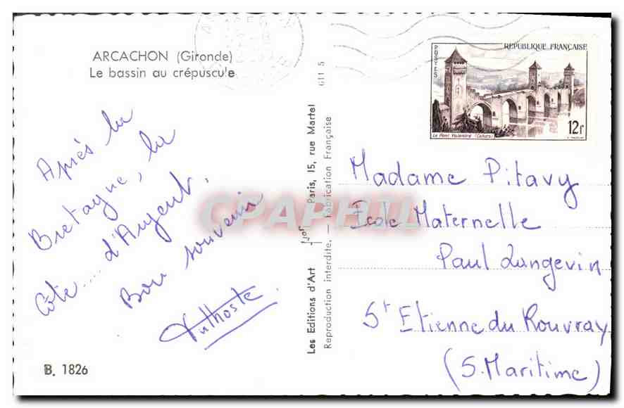 Arcachon (Gironde) — Der Hafen am Abend — Les Editions d'Art Martel — Rückseite
