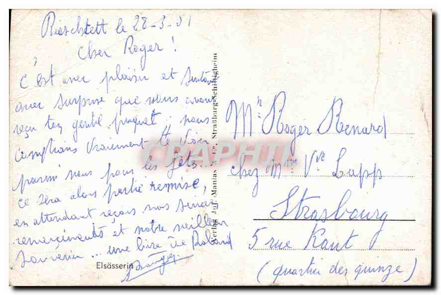 CPA Elsasserin  — Rückseite