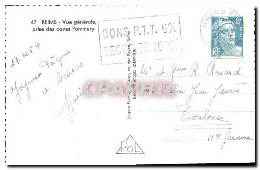 CPA Reims Vue generale prise des caves Pommery  — Rückseite
