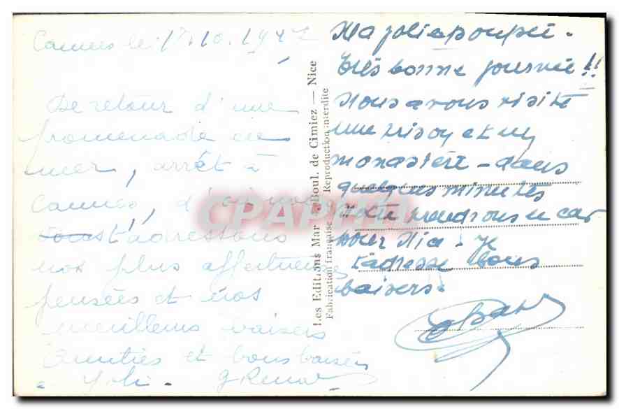 CPA Cannes La Croisette et la Plage  — Rückseite