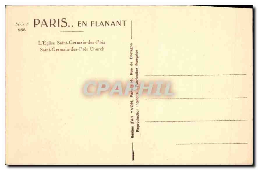 CPA Paris L'Eglise Saint Germain des Pres  — Verso