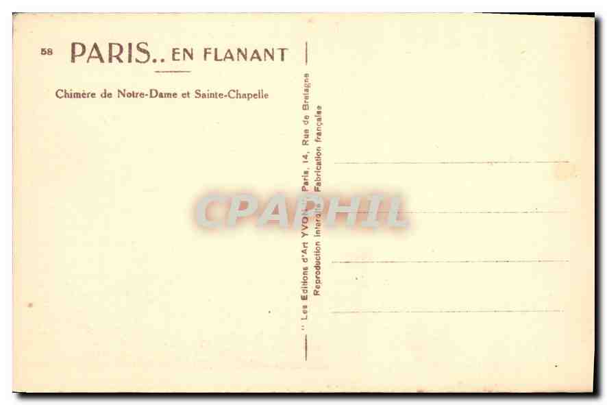 CPA Paris Chimere de Notre Dame et Sainte Chapelle  — Verso