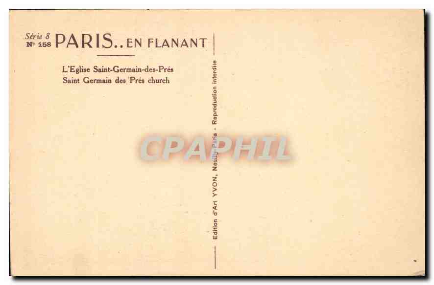 CPA Paris L'Eglise Saint Germain des Pres  — Verso