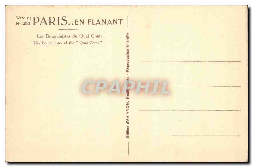 CPA Paris Les Bouquinistes du Quai Conti  — Rückseite