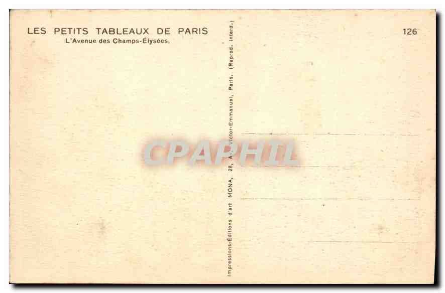 CPA Paris L'Avenue des Champs Elysees  — Rückseite