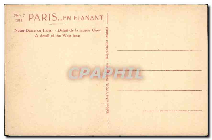 CPA Paris Notre Dame de Paris  — Verso