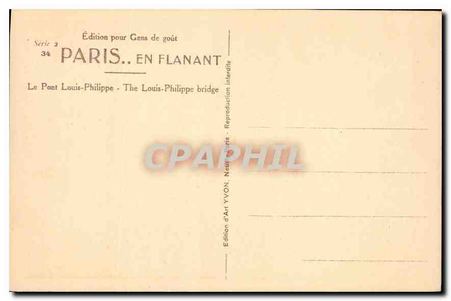 CPA Paris Le Pont Louis Philippe  — Rückseite
