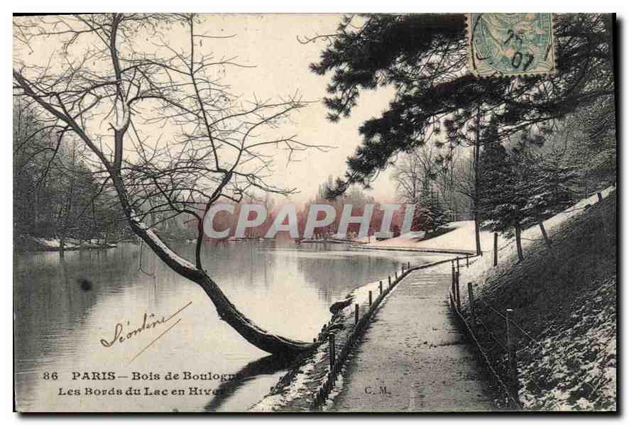 CPA Paris Bois de Boulogne Les Bords du Lac en Hiver 
