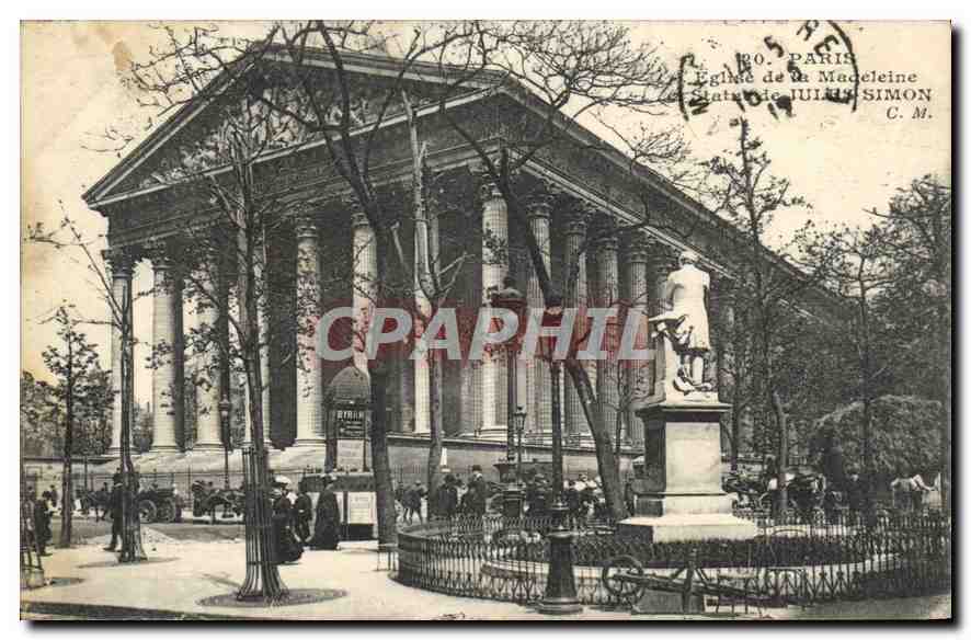 CPA Paris Eglise de la Madeleine statue de Jules Simon 
