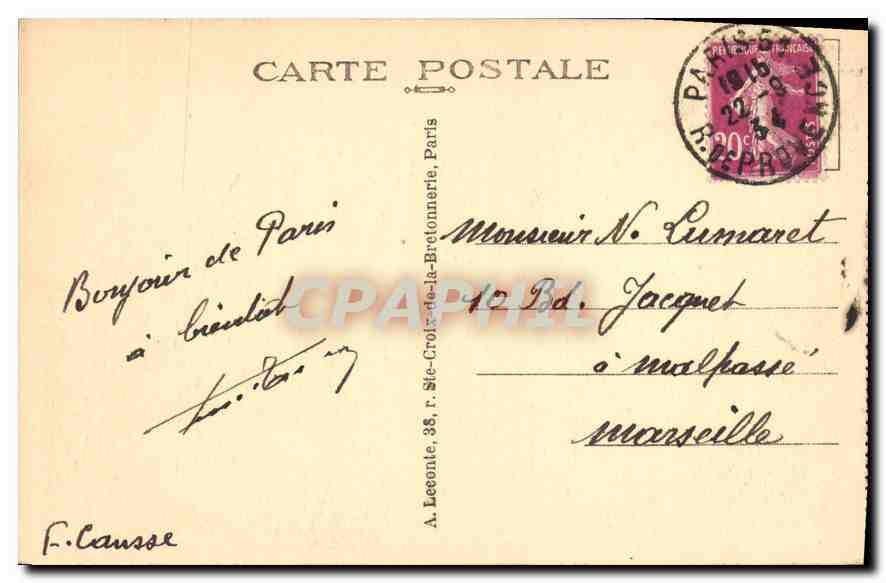 CPA Paris Notre Dame et le Parvis  — Verso