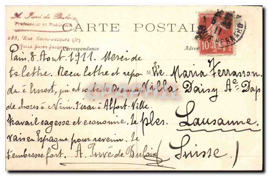 PARIS – Panorama de la Seine – Vue prise de Notre-Dame — C.M. n°145 — Verso