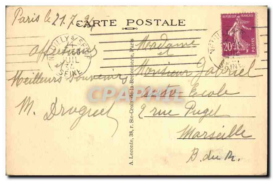 CPA Paris Conciergerie  — Rückseite